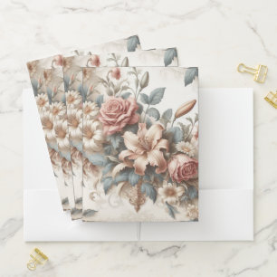 Light Antique Floral Perfection Pocket Folder