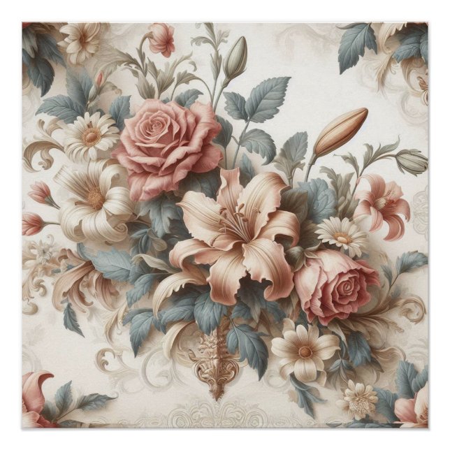 Light Antique Floral Perfection Poster (Front)