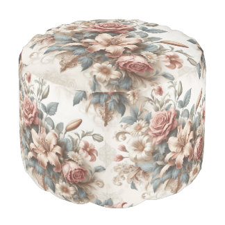 Light Antique Floral Perfection Pouf