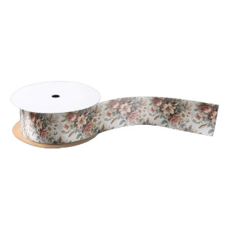 Light Antique Floral Perfection Satin Ribbon