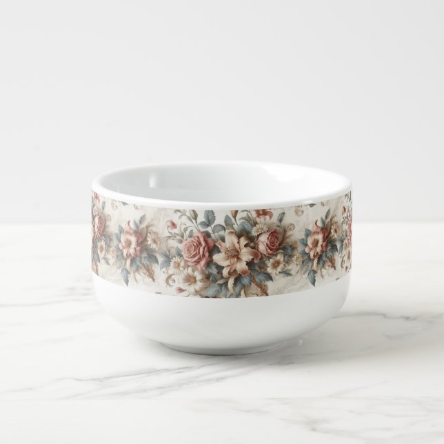 Light Antique Floral Perfection Soup Mug (Front)