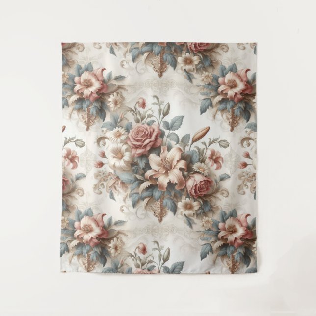 Light Antique Floral Perfection Tapestry (Front)