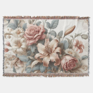 Light Antique Floral Perfection Throw Blanket
