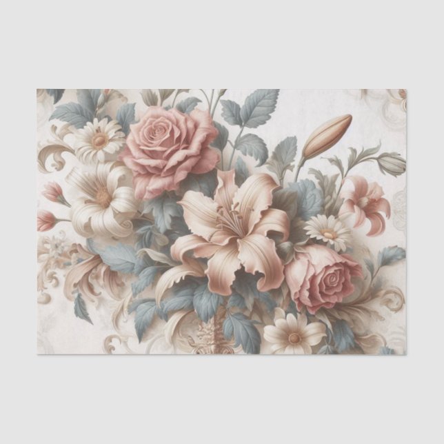 Light Antique Floral Perfection Tissue Paper (Front)