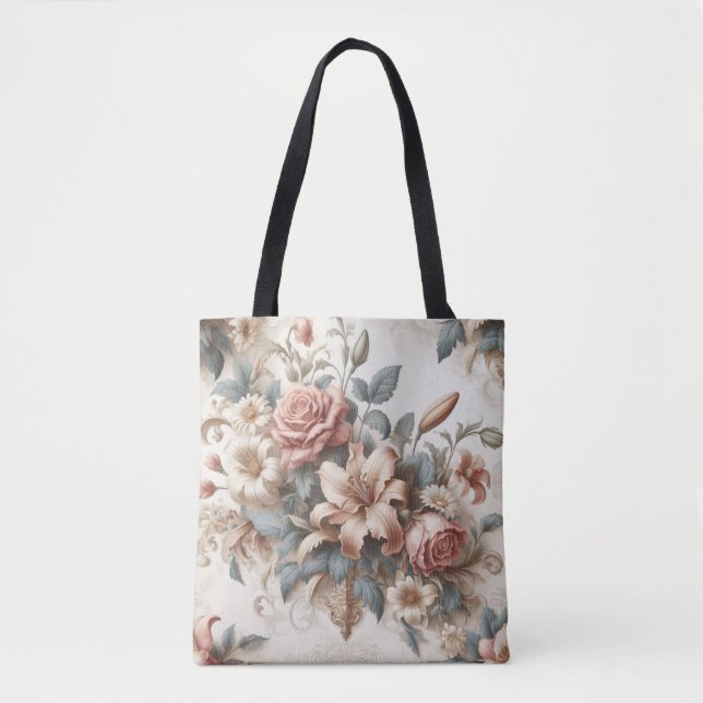 Light Antique Floral Perfection Tote Bag (Front)