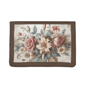 Light Antique Floral Perfection Tri-fold Wallet