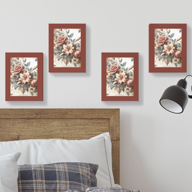 Light Antique Floral Perfection Wall Art Sets (Bedroom)