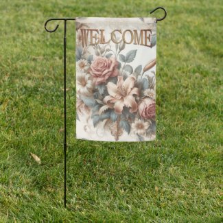 Light Antique Floral Perfection Welcome flag