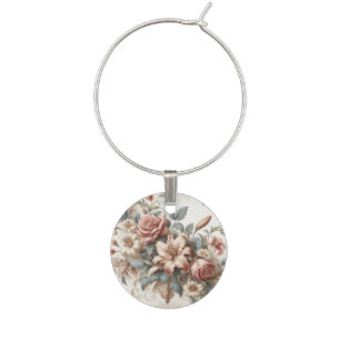 Light Antique Floral Perfection Wine Charm