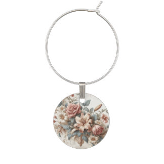 Light Antique Floral Perfection Wine Charm