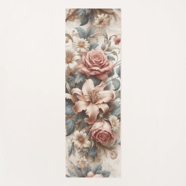 Light Antique Floral Perfection Yoga Mat (Front)