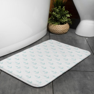 Light Aqua Anchors Pattern Bathroom Mat