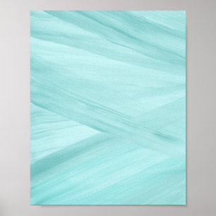 Light Aqua Blue Abstract Lines Brushstroke Art Poster