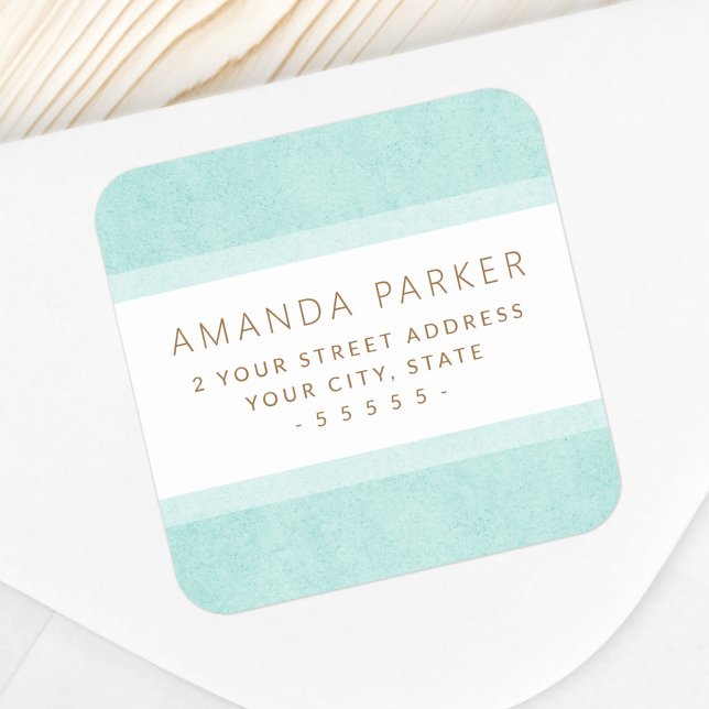 Light aqua blue borders return address labels (Creator Uploaded)