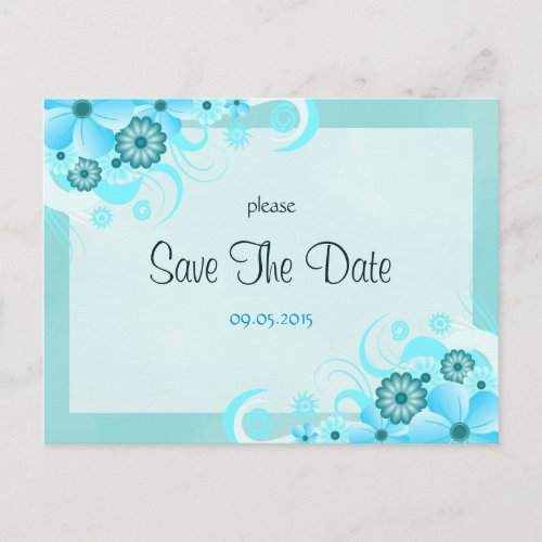 Light Aqua Blue Floral Wedding Save The Date Cards