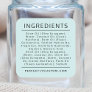 Light aqua blue ingredient list product label