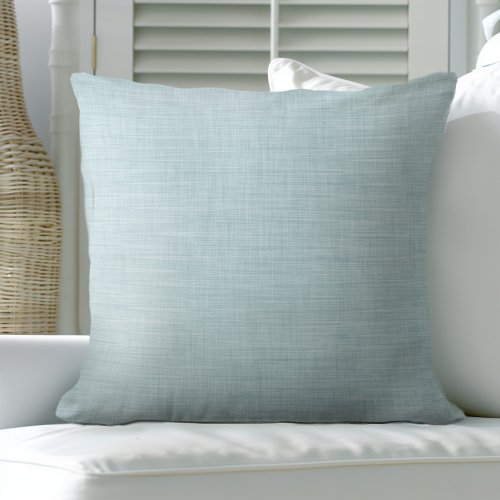 Light Aqua Blue Linen Texture Throw Pillow