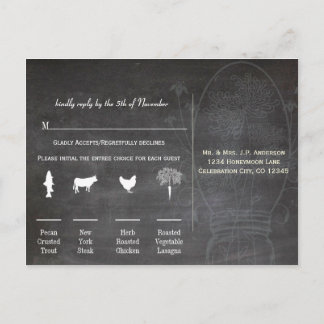Light Aqua Blue Mason Jar Chalkboard Wedding Postcard