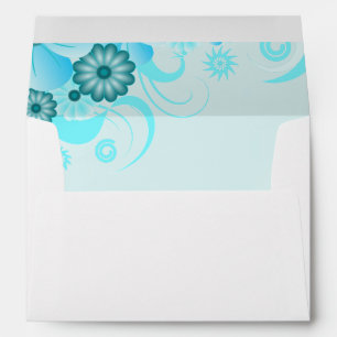 Light Aqua Blue Teal Turquoise Floral Hibiscus Envelope
