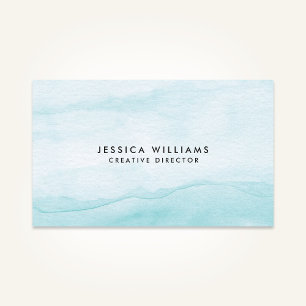 Light Aqua Blue Watercolor Ombre Pretty Business Card