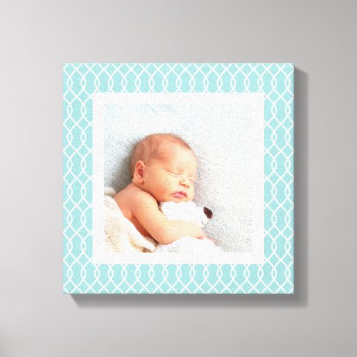 Light Aqua  Lattice Framed Photo Canvas Print