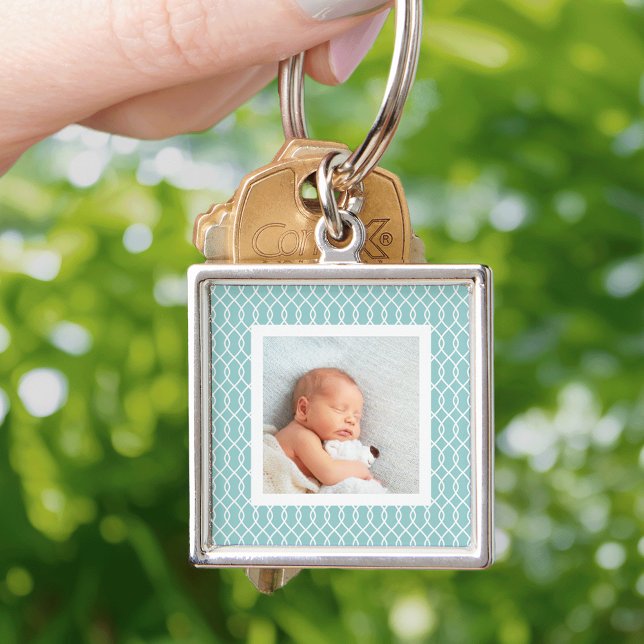 Light Aqua | Lattice Framed Photo Keychain (Creator Uploaded)