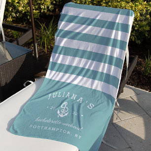 Light Aqua Personalized Bachelorette Weekend Beach Towel
