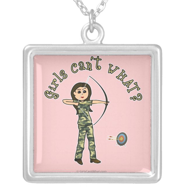 Light Archery in Camouflage Silver Plated Necklace (Front)