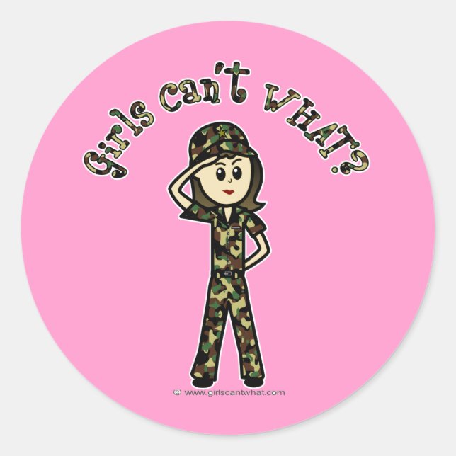 Light Army Woman Classic Round Sticker (Front)