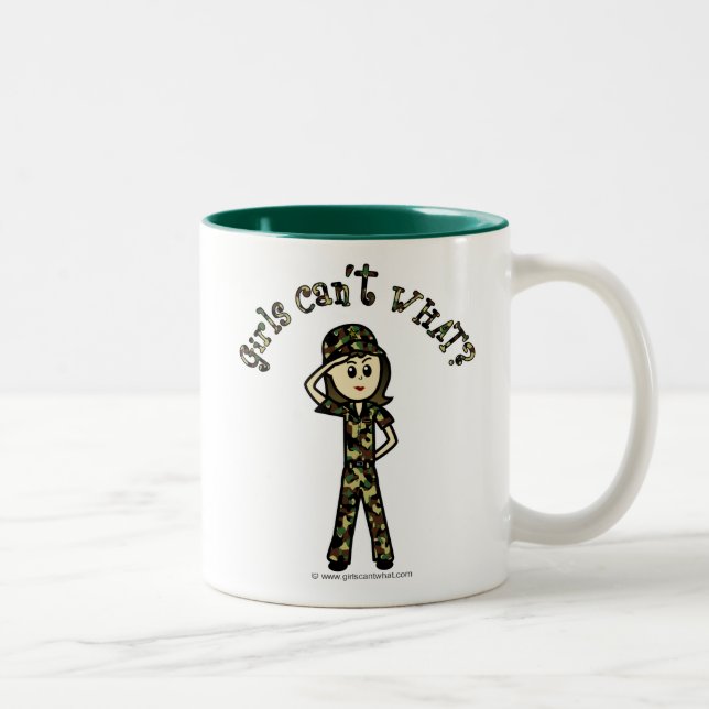 Light Army Woman Two-Tone Coffee Mug (Right)