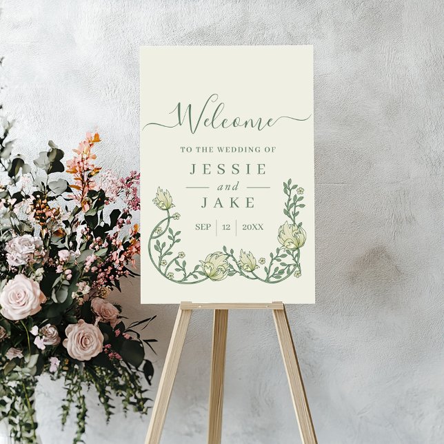Light Art nouveau floral wedding welcome sign (Creator Uploaded)