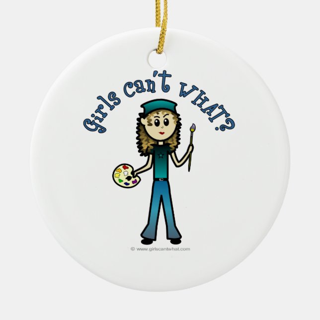 Light Artist Girl Ceramic Ornament (Front)