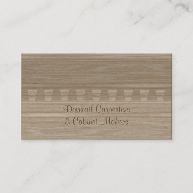 Light ash colored dovetail joint business card (Front)