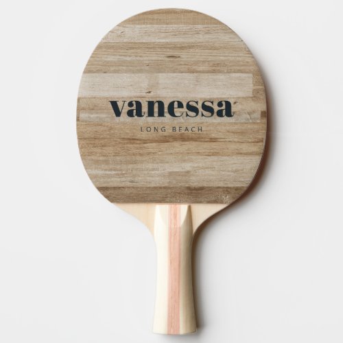 Light Ash Wood Minimal Modern Classic Name  Ping Pong Paddle