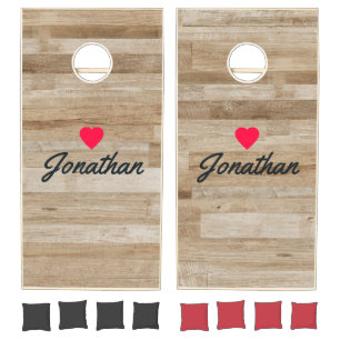 Light Ash Wood Vintage Heart Signature Cornhole Set