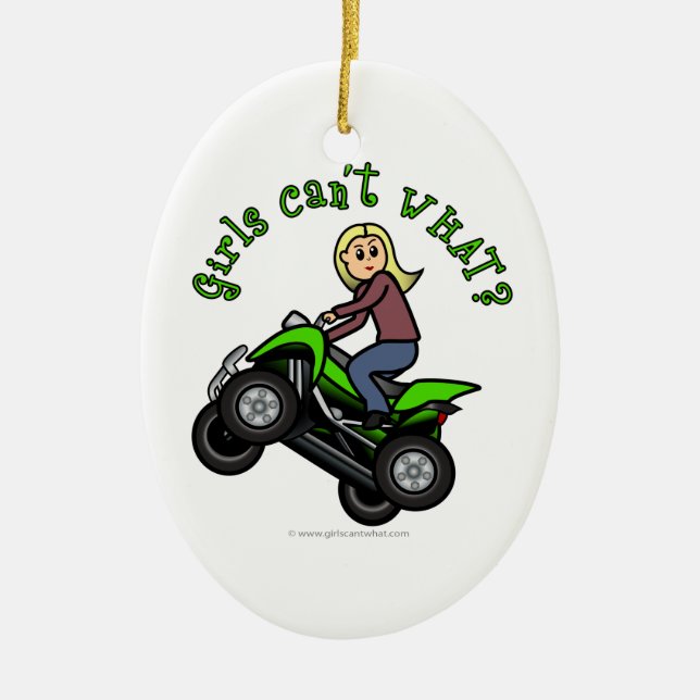 Light ATV | Four Wheeling Girl Ceramic Ornament (Front)