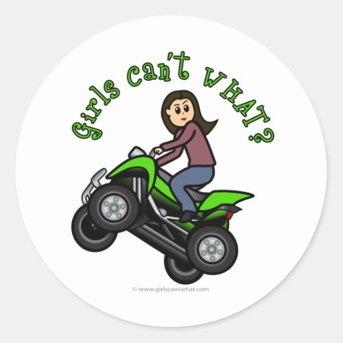 Light ATV  Four Wheeling Girl Classic Round Sticker