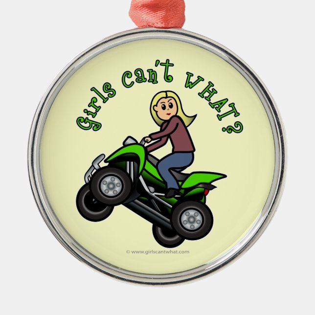 Light ATV | Four Wheeling Girl Metal Ornament (Front)