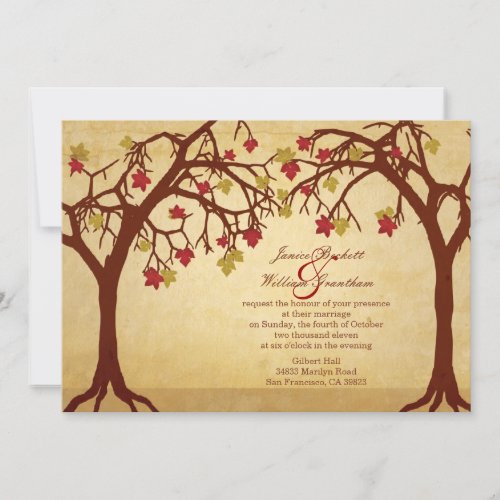 Light Autumn / Fall Trees Wedding Invitation