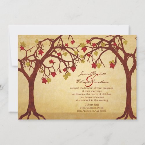 Light Autumn / Fall Trees Wedding Invitation