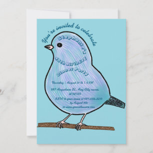 Light Azure 45th Birthday Cute Bird Dinner Party Invitation