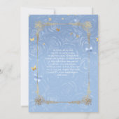 Light Baby Blue and Gold Rose Elegant Quinceanera Invitation (Back)
