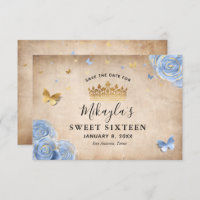 Light Baby Blue and Gold Rose Elegant