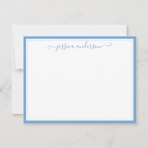 Light Baby Blue Elegant Modern Preppy Girly Script Note Card
