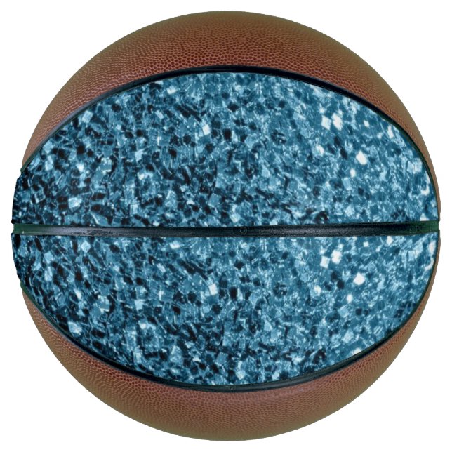 Light baby blue faux glitter sparkles bling basketball (Front)