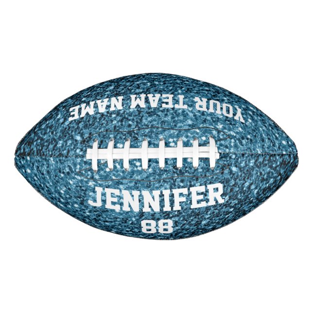 Light baby blue glitter sparkles Your name Team Football (Front)