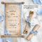 Light Baby Blue Gold Quince DIY Scroll Invitations