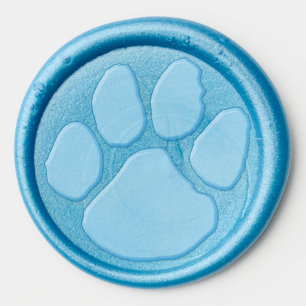 Light Baby Blue Pawprint Wax Seal Sticker