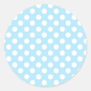 Light Baby Blue & White Polka Dots Birthday Party Classic Round Sticker