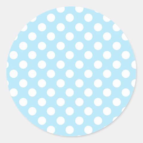 Light Baby Blue  White Polka Dots Birthday Party Classic Round Sticker